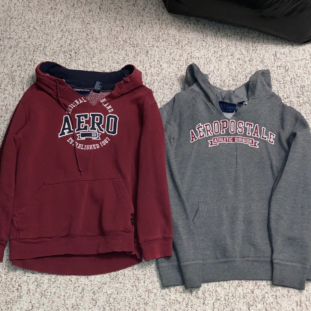 Aeropostale Burgundy and Gray Hoodies